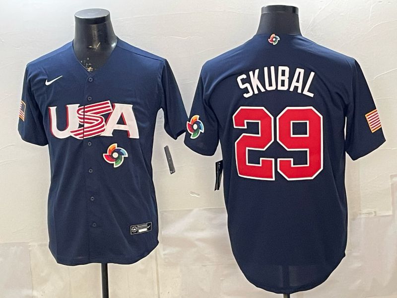 Men 2026 World Cub USA #29 Skubal Blue Nike MLB Jersey style 008